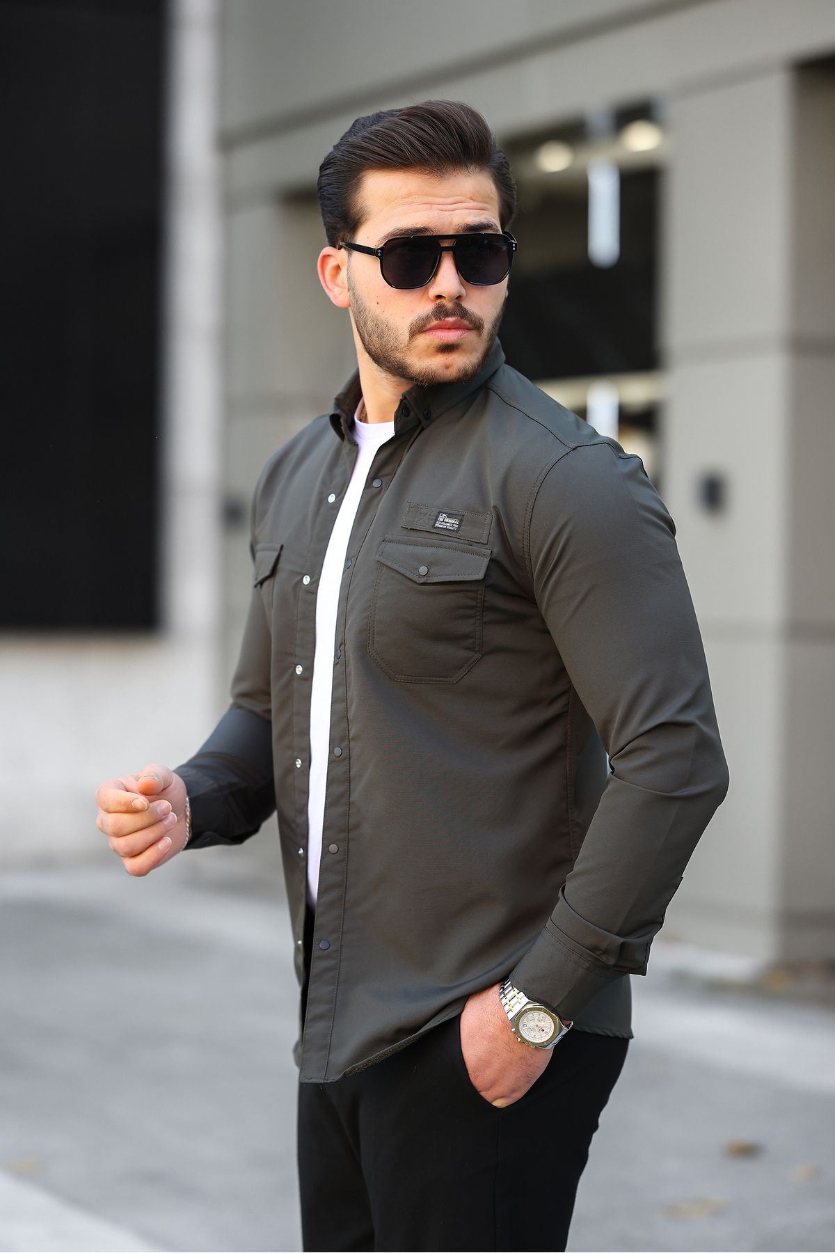 Erkek Çift Cep Paraşüt Kumaş Gömlek