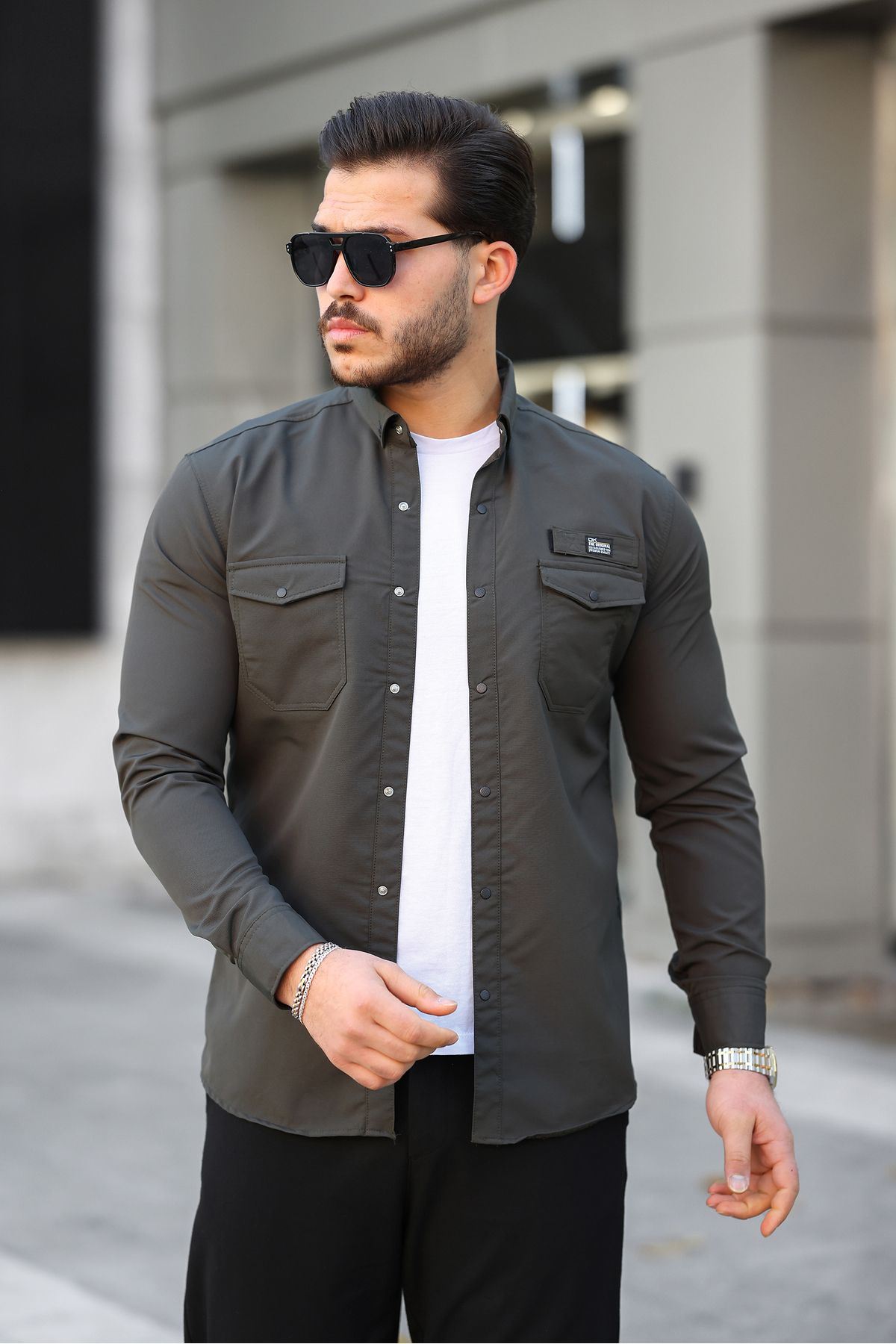 Erkek Çift Cep Paraşüt Kumaş Gömlek