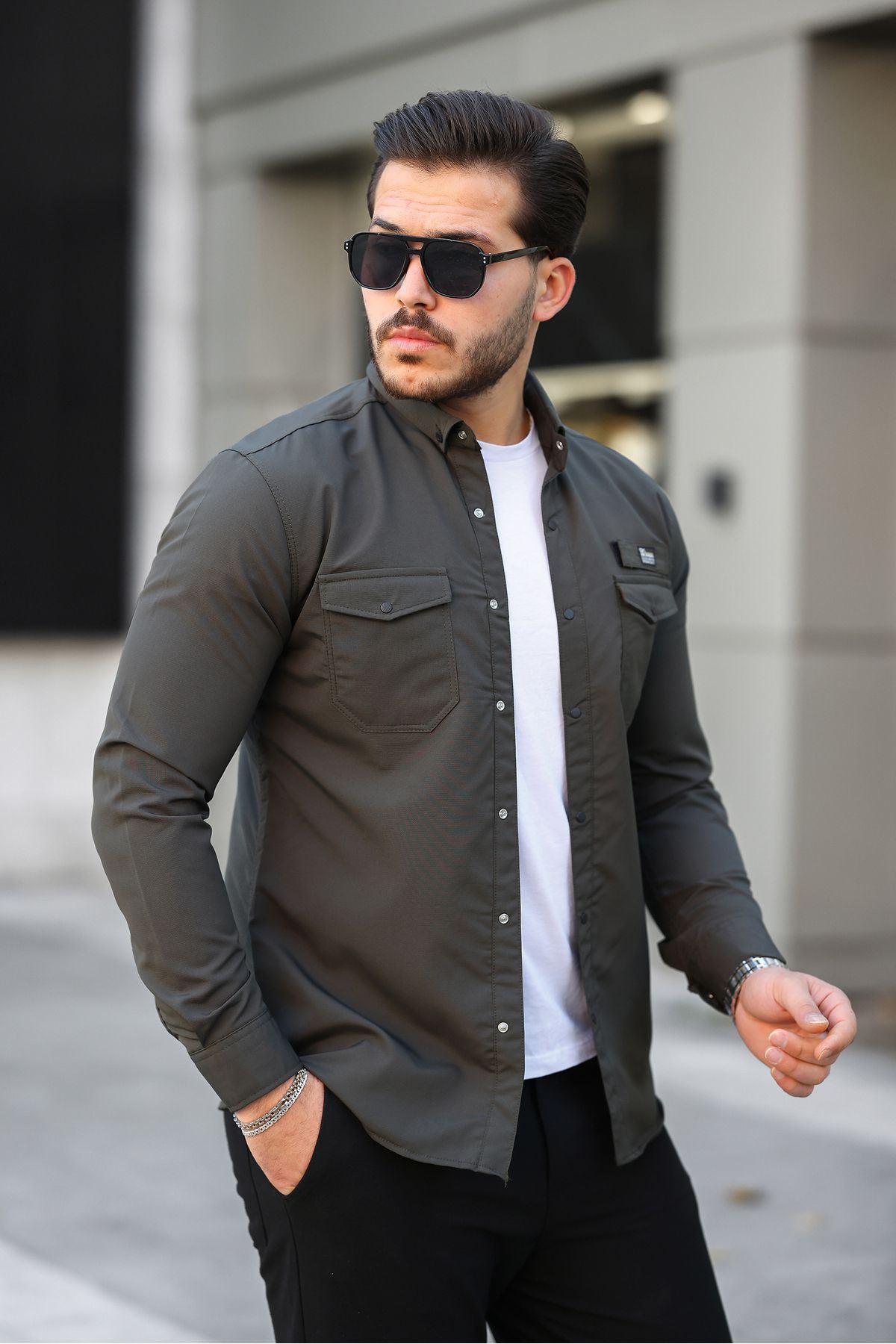 Erkek Çift Cep Paraşüt Kumaş Gömlek