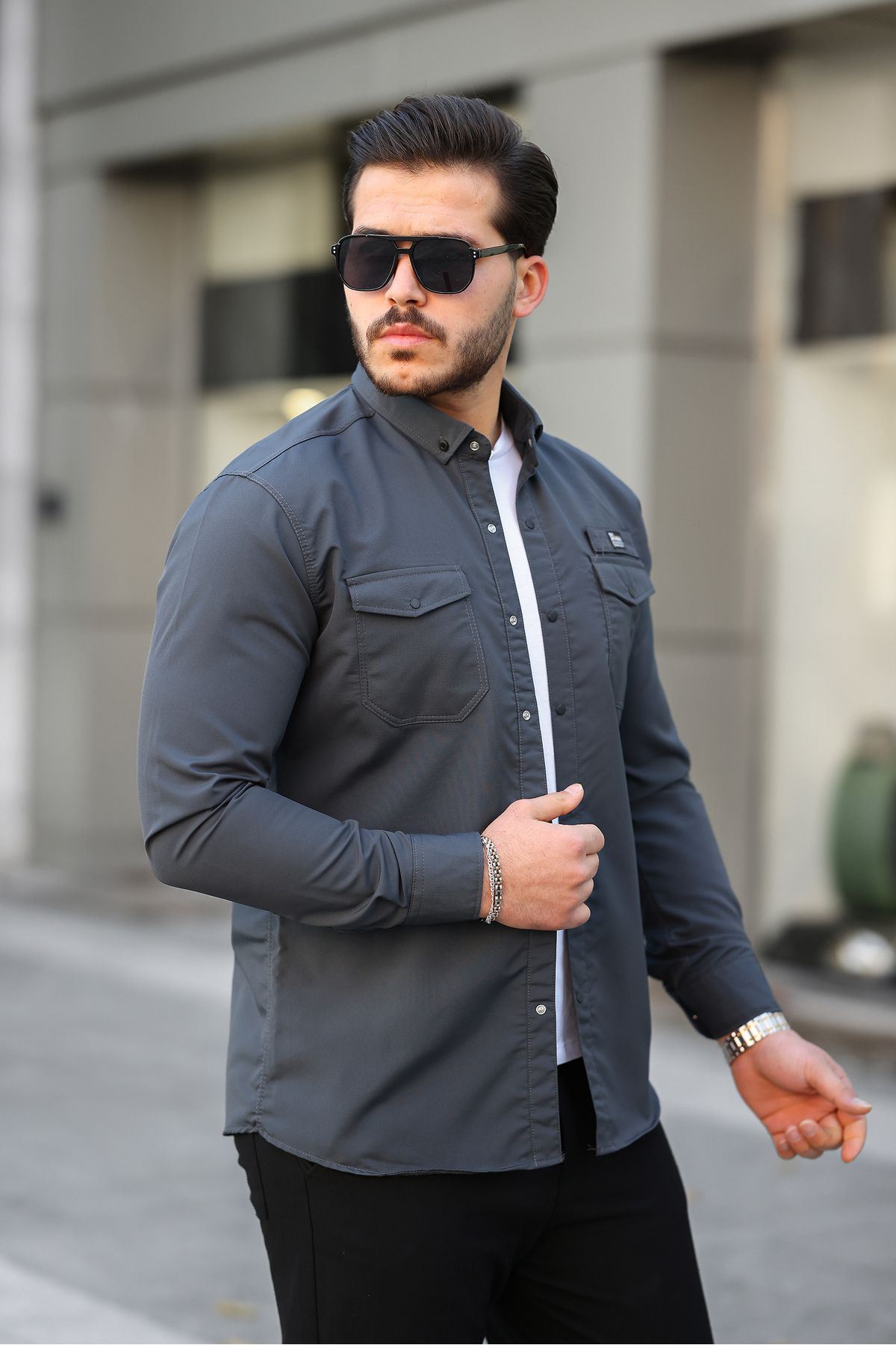 Erkek Çift Cep Paraşüt Kumaş Gömlek