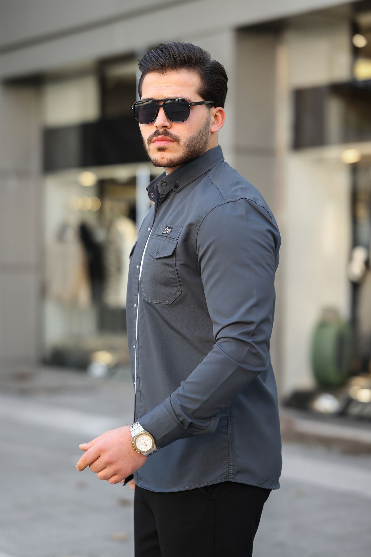 Erkek Çift Cep Paraşüt Kumaş Gömlek