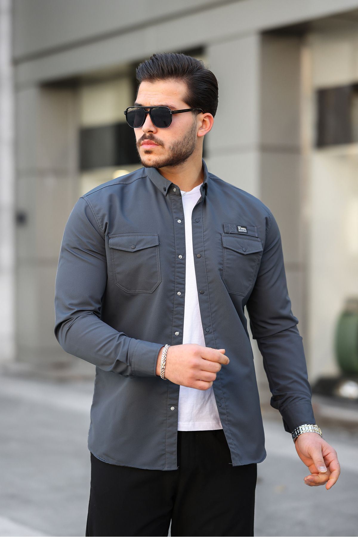 Erkek Çift Cep Paraşüt Kumaş Gömlek
