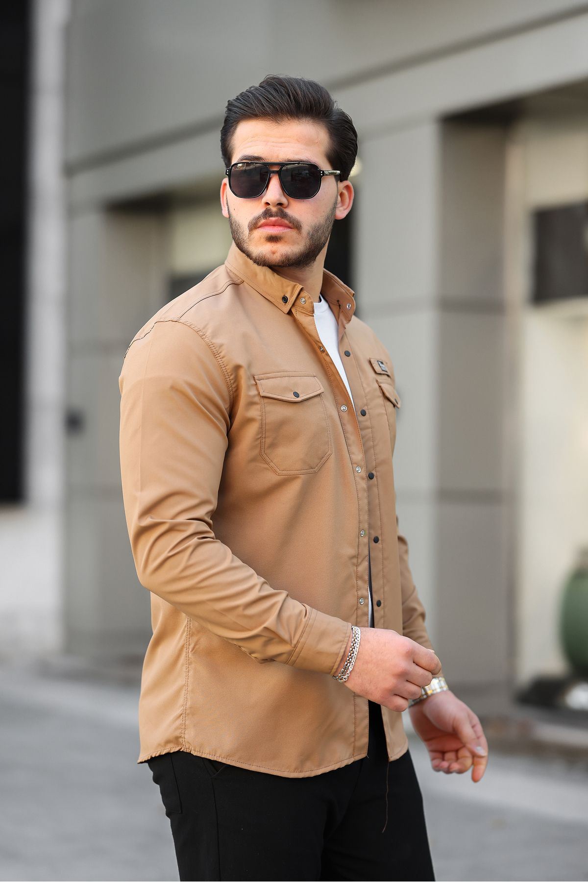 Erkek Çift Cep Paraşüt Kumaş Gömlek