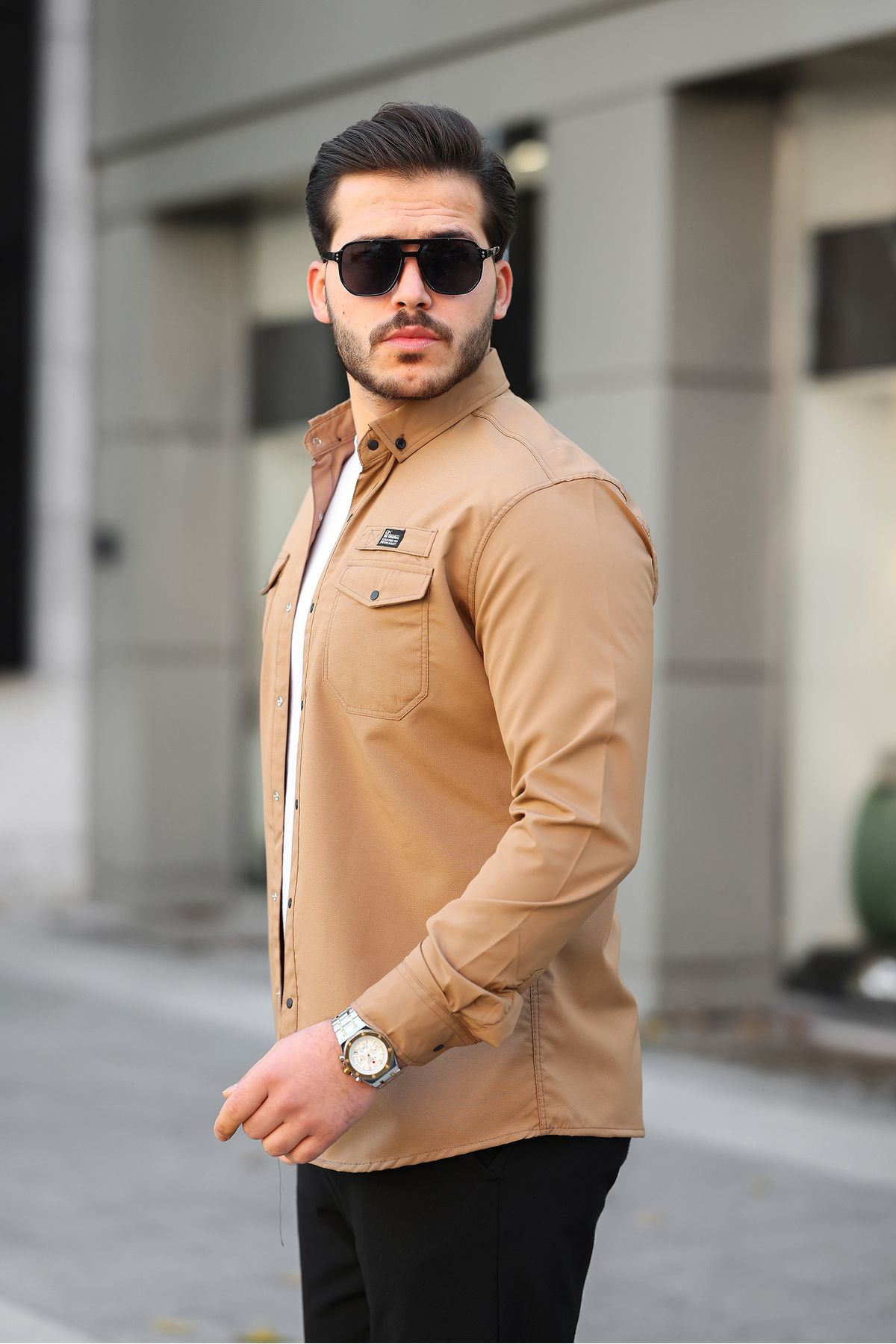 Erkek Çift Cep Paraşüt Kumaş Gömlek