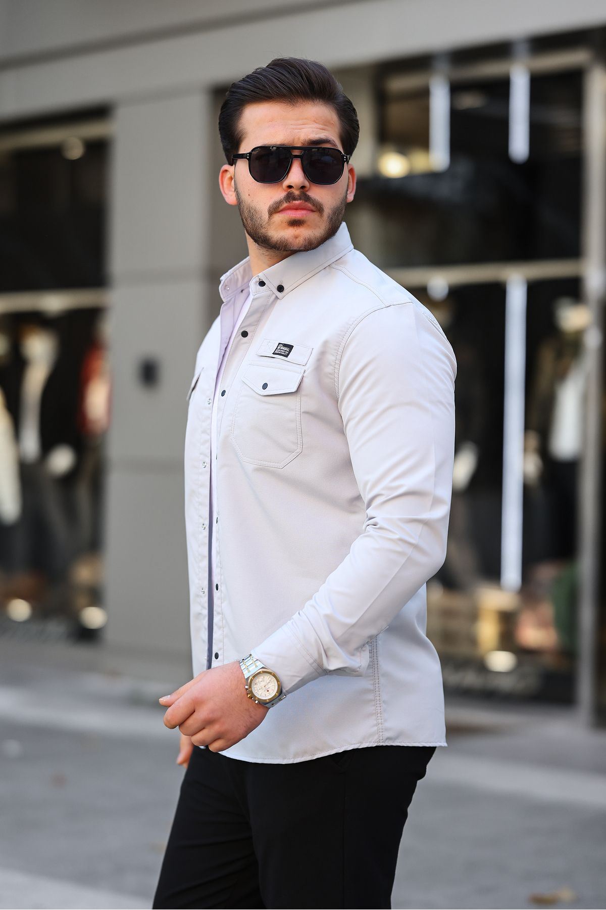 Erkek Çift Cep Paraşüt Kumaş Gömlek