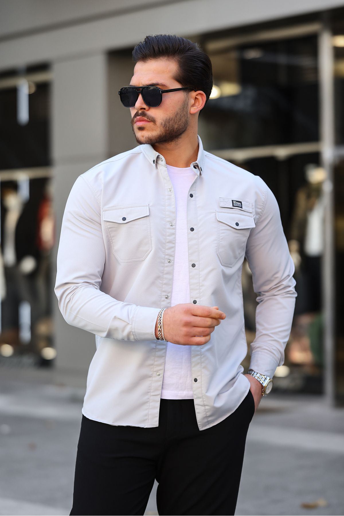 Erkek Çift Cep Paraşüt Kumaş Gömlek