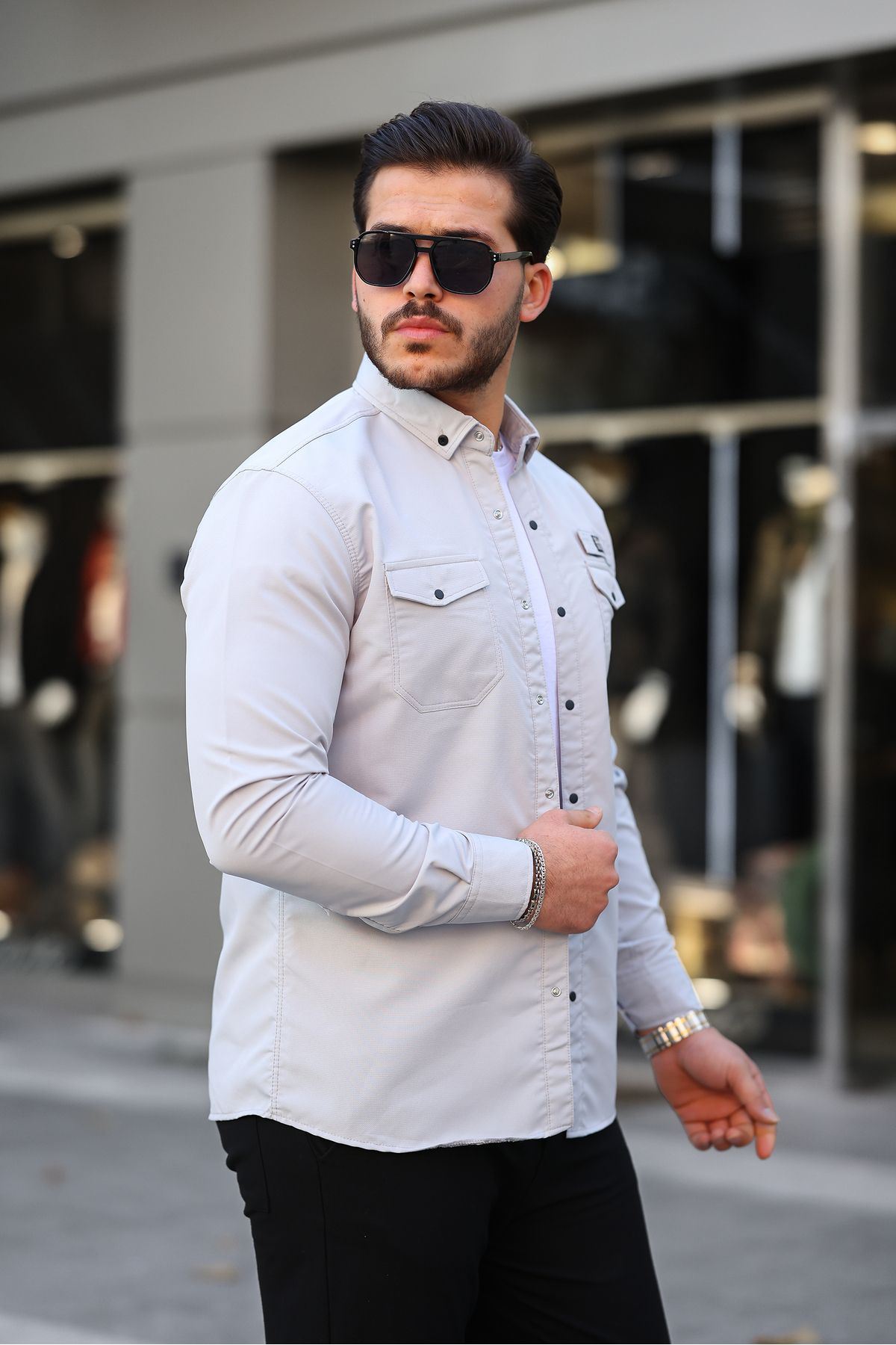 Erkek Çift Cep Paraşüt Kumaş Gömlek