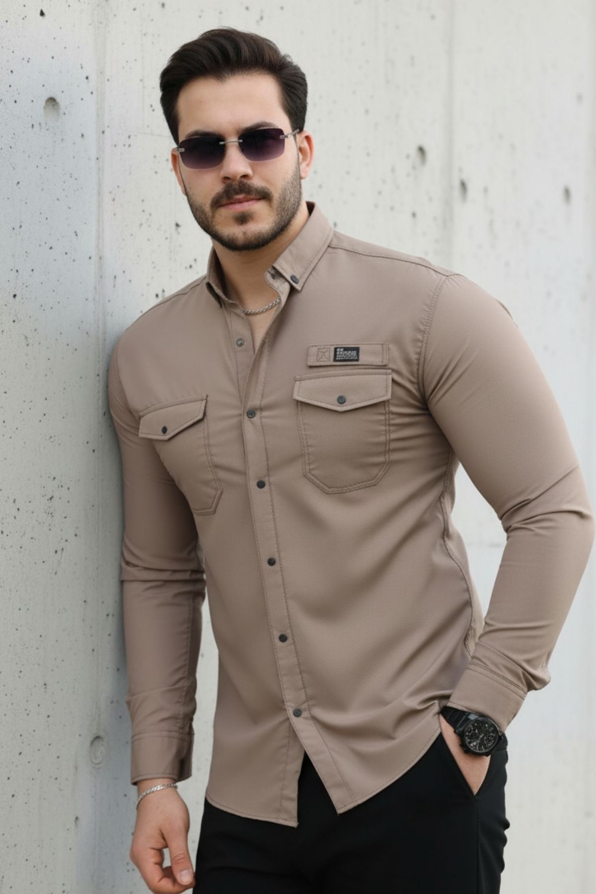Erkek Çift Cep Paraşüt Kumaş Gömlek