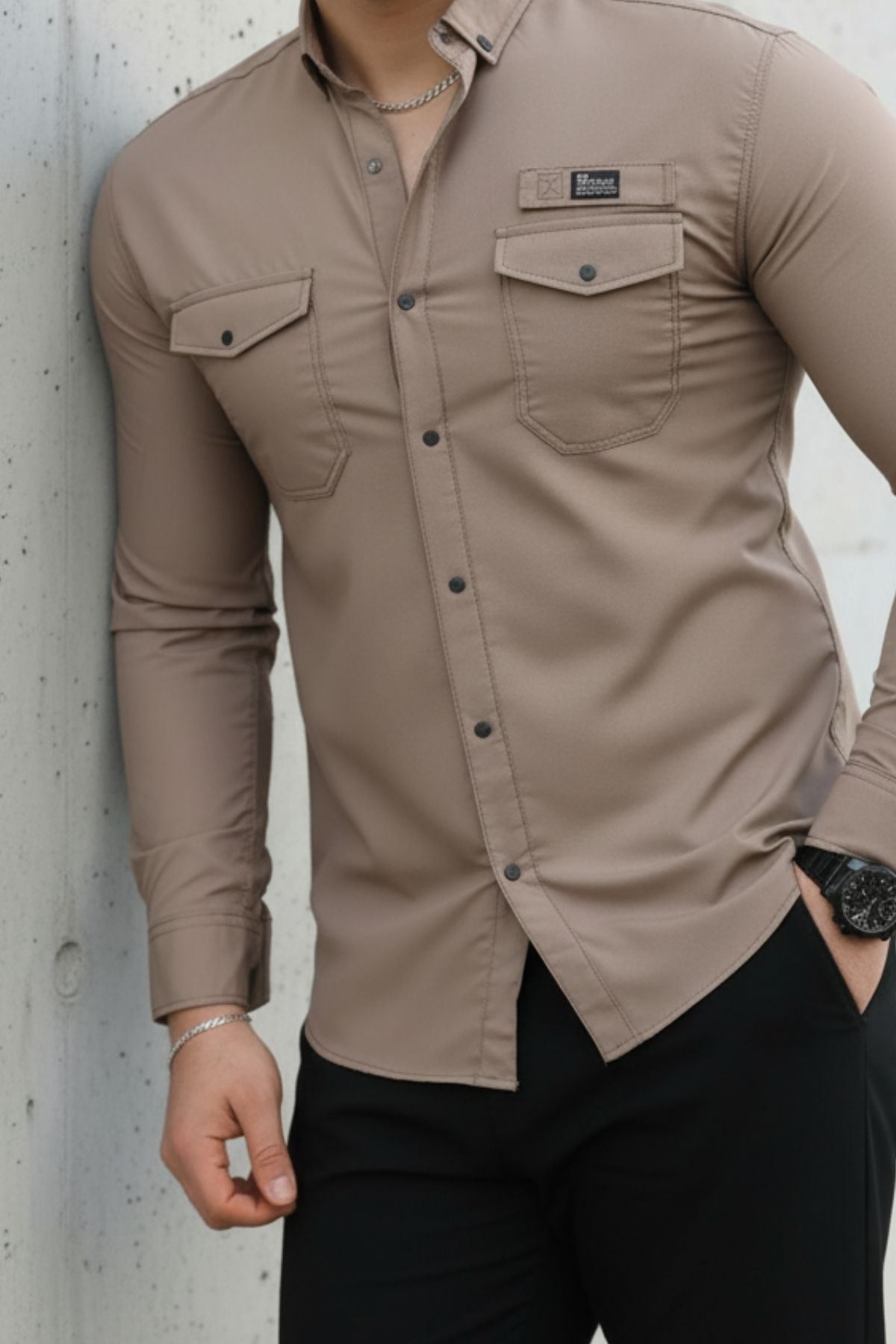 Erkek Çift Cep Paraşüt Kumaş Gömlek
