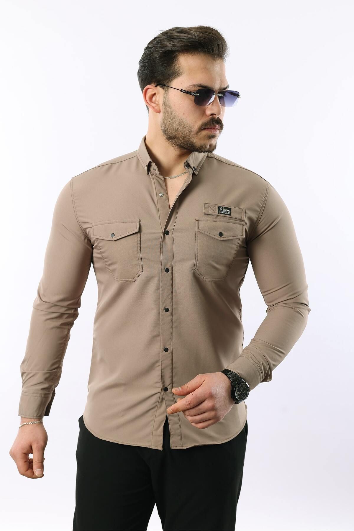 Erkek Çift Cep Paraşüt Kumaş Gömlek