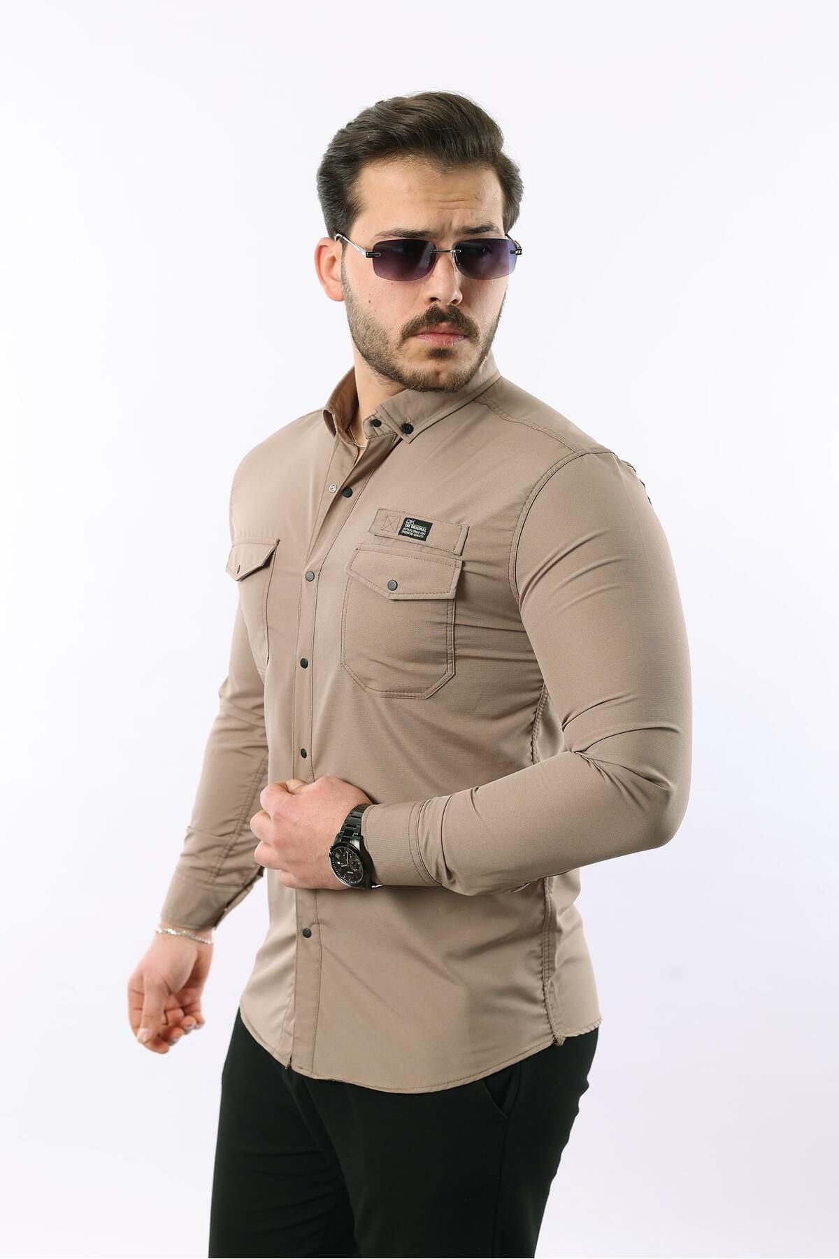 Erkek Çift Cep Paraşüt Kumaş Gömlek