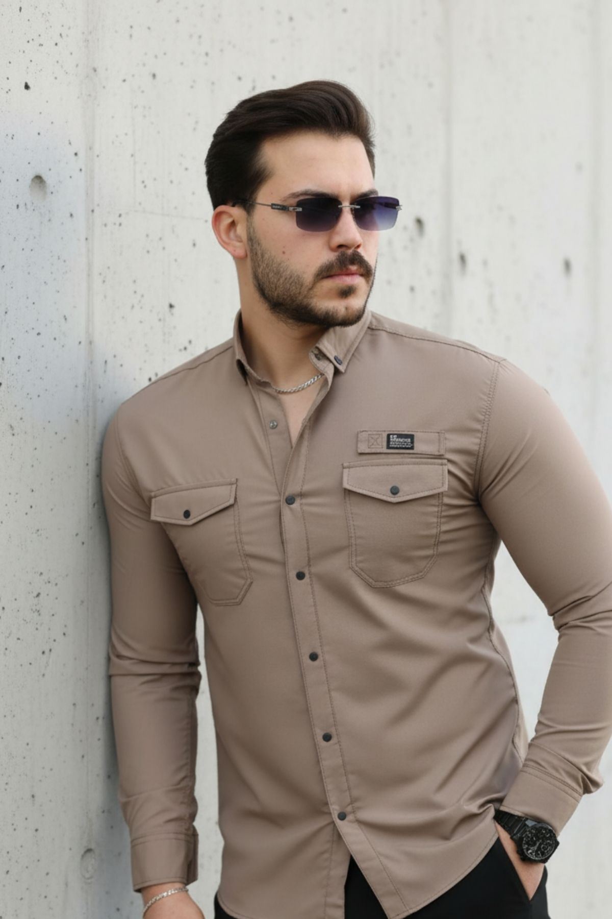 Erkek Çift Cep Paraşüt Kumaş Gömlek