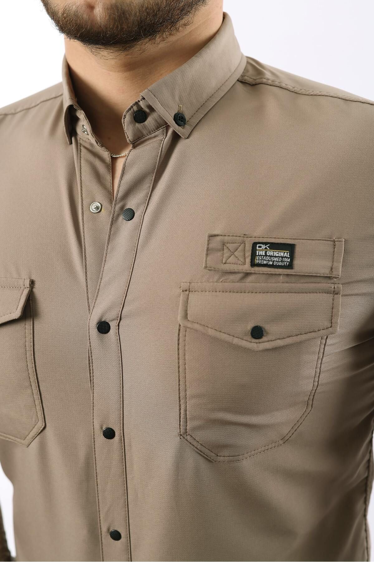 Erkek Çift Cep Paraşüt Kumaş Gömlek