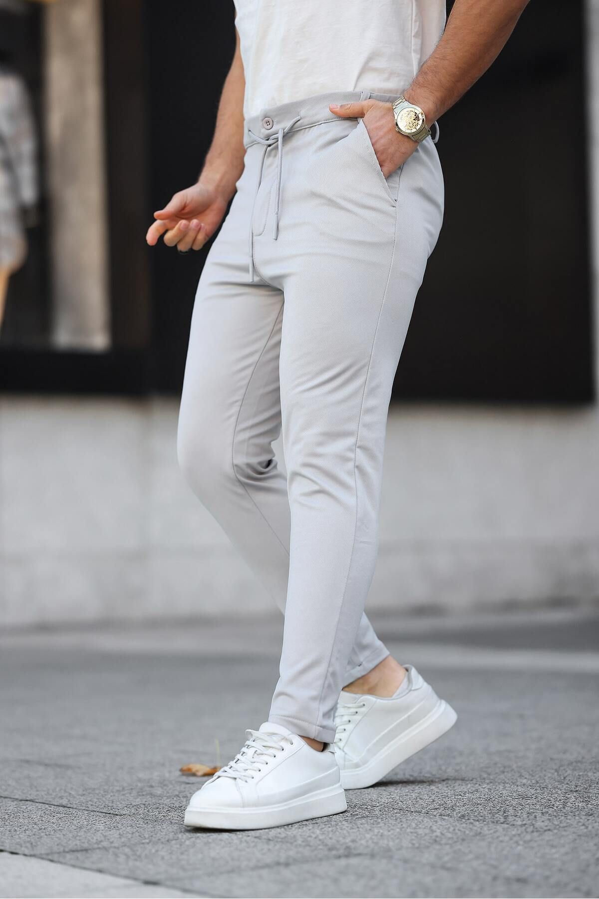 Erkek Dokuma Lastikli Jogger Pantolon