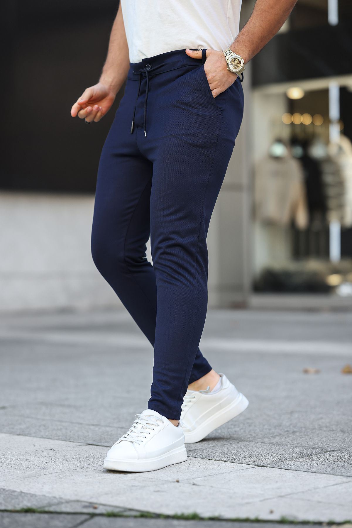 Erkek Dokuma Lastikli Jogger Pantolon