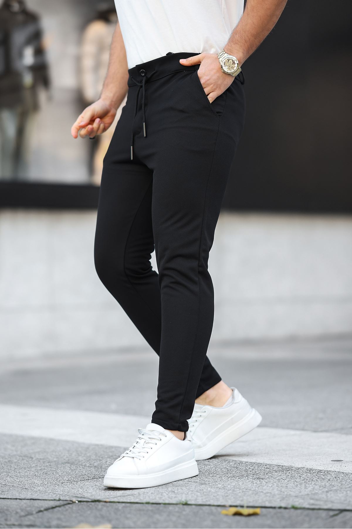 Erkek Dokuma Lastikli Jogger Pantolon