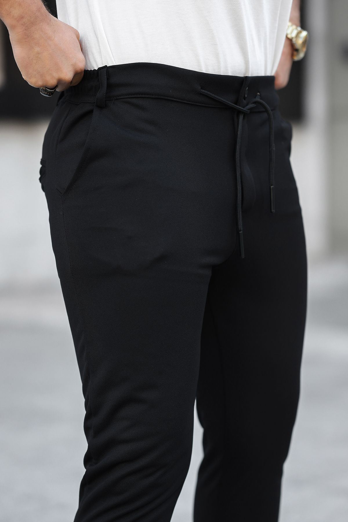 Erkek Dokuma Lastikli Jogger Pantolon