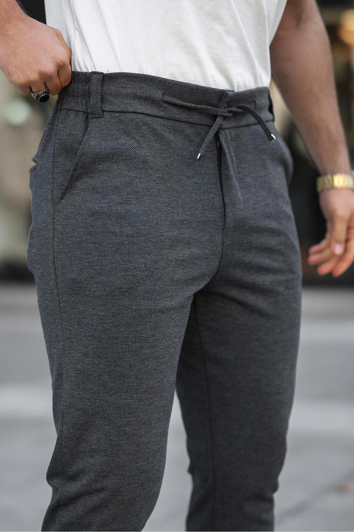 Erkek Dokuma Lastikli Jogger Pantolon