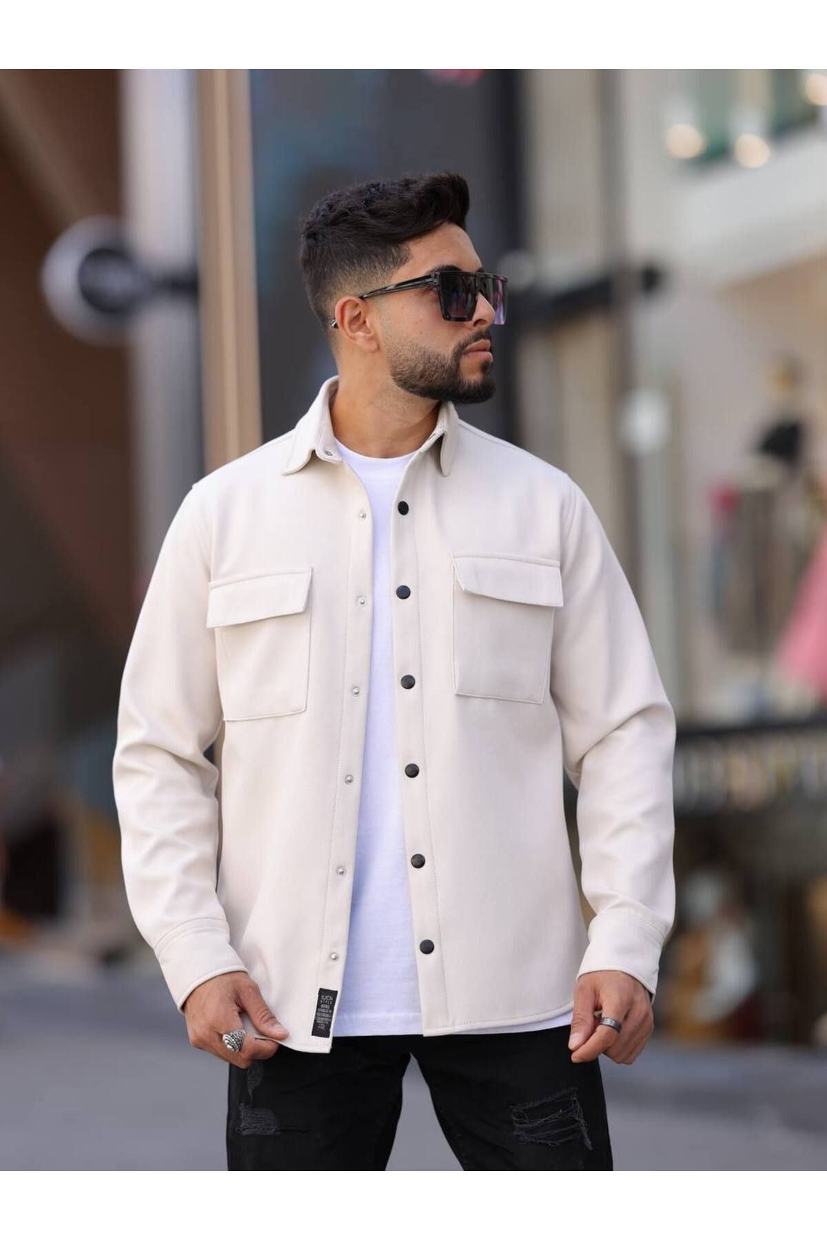 Erkek Kaplamalı Yün Effectli Örme Gömlek