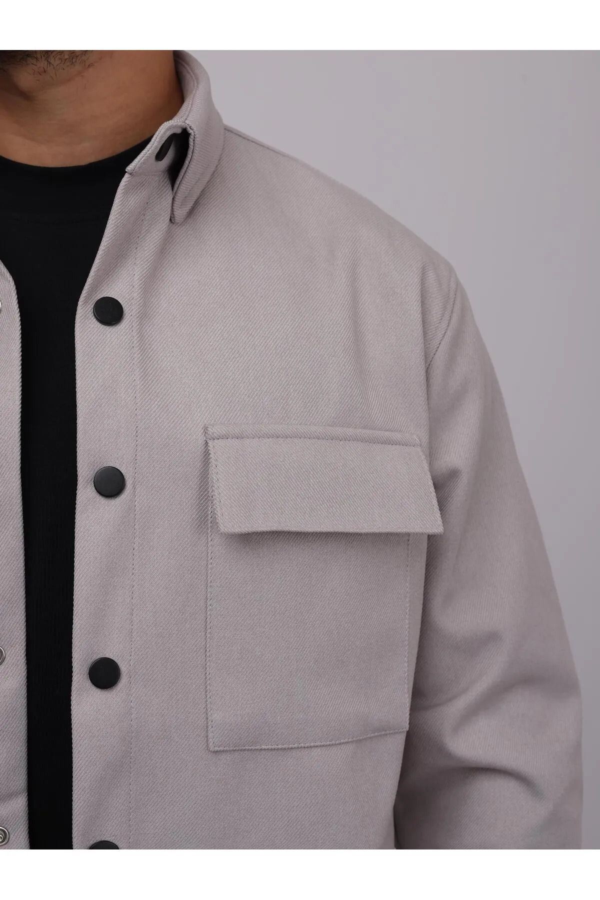 Erkek Kaplamalı Yün Effectli Örme Gömlek
