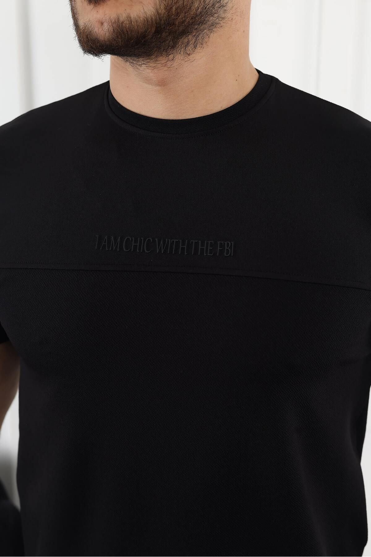 Şerit Detaylı Baskılı T-Shirt