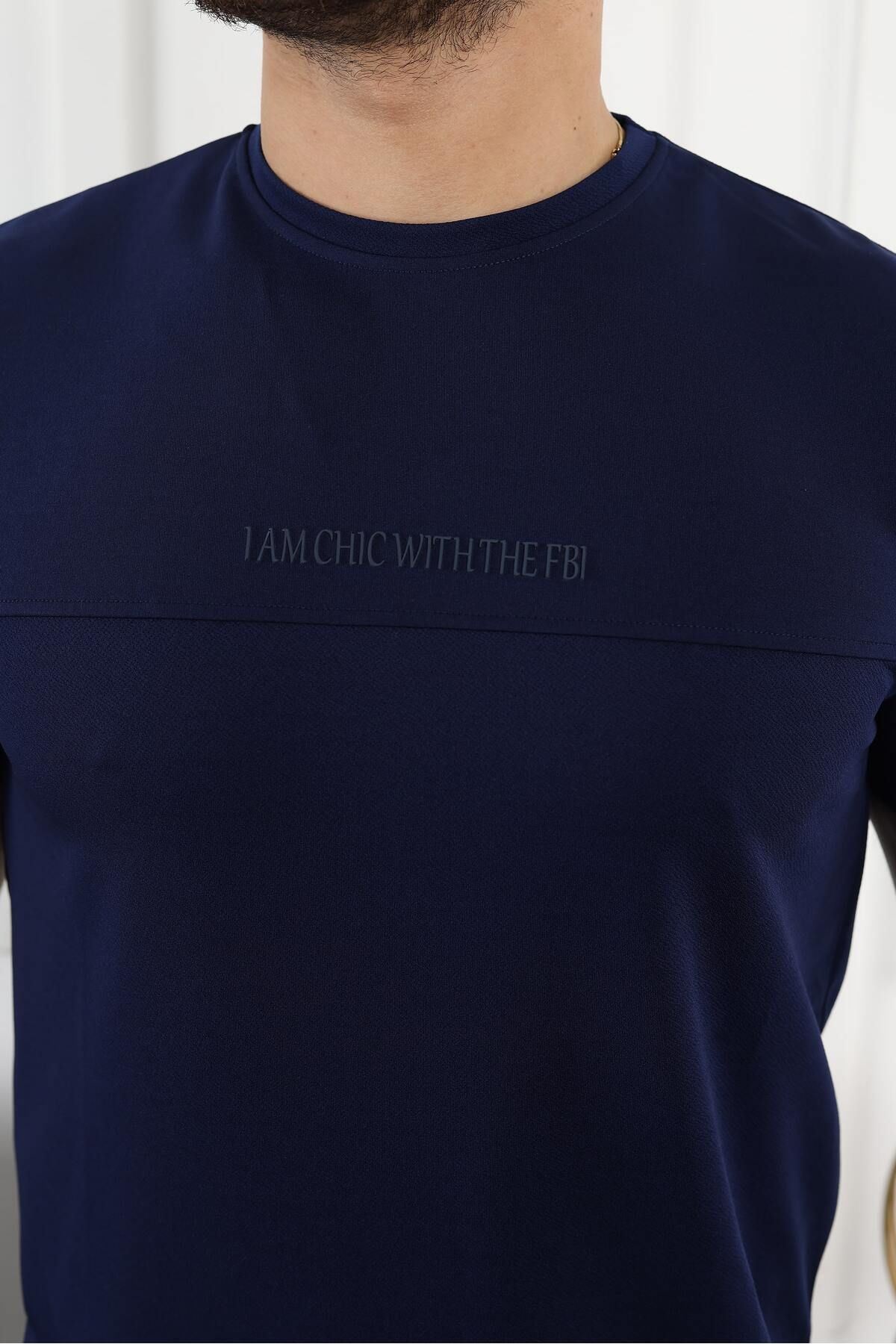 Şerit Detaylı Baskılı T-Shirt