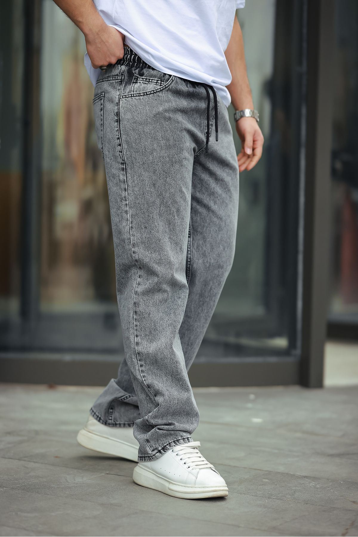 Erkek Baggy Rahat Kalıp Bel Lastikli  Pantolon