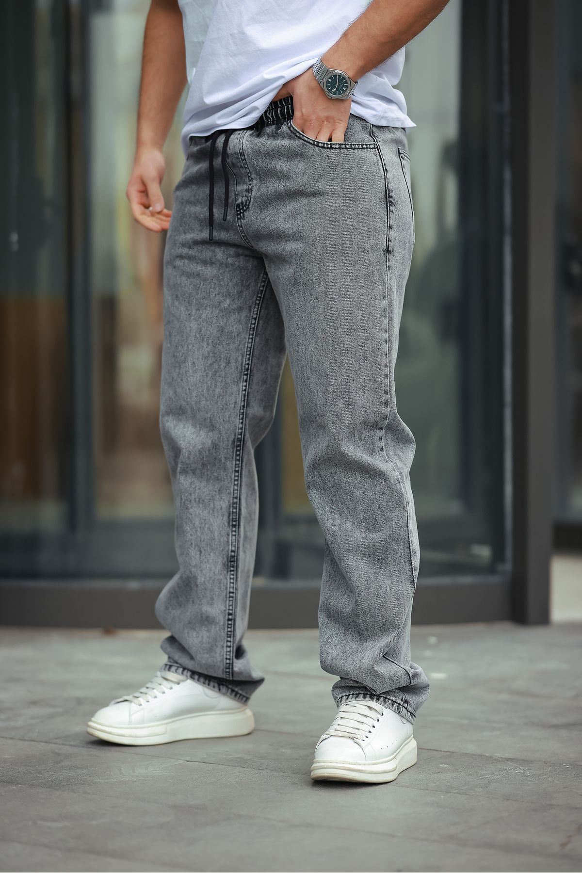 Erkek Baggy Rahat Kalıp Bel Lastikli  Pantolon