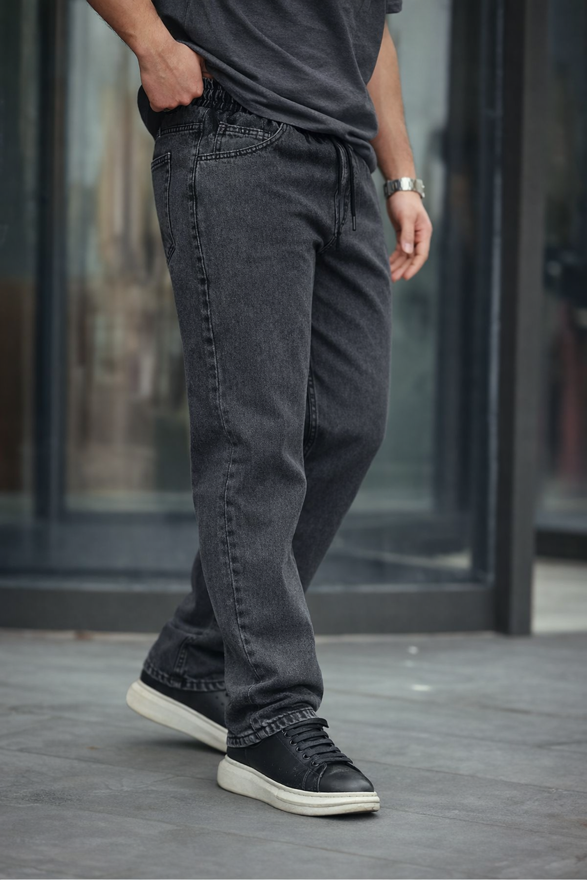 Erkek Baggy Rahat Kalıp Bel Lastikli Pantolon