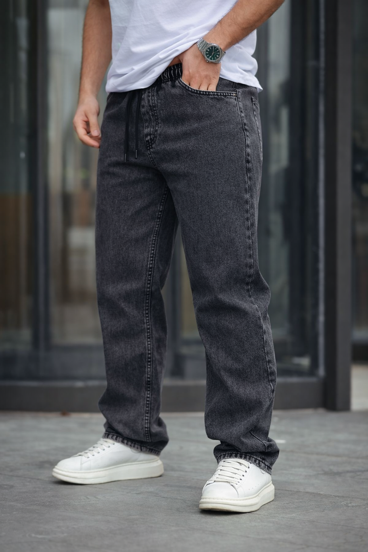 Erkek Baggy Rahat Kalıp Bel Lastikli Pantolon