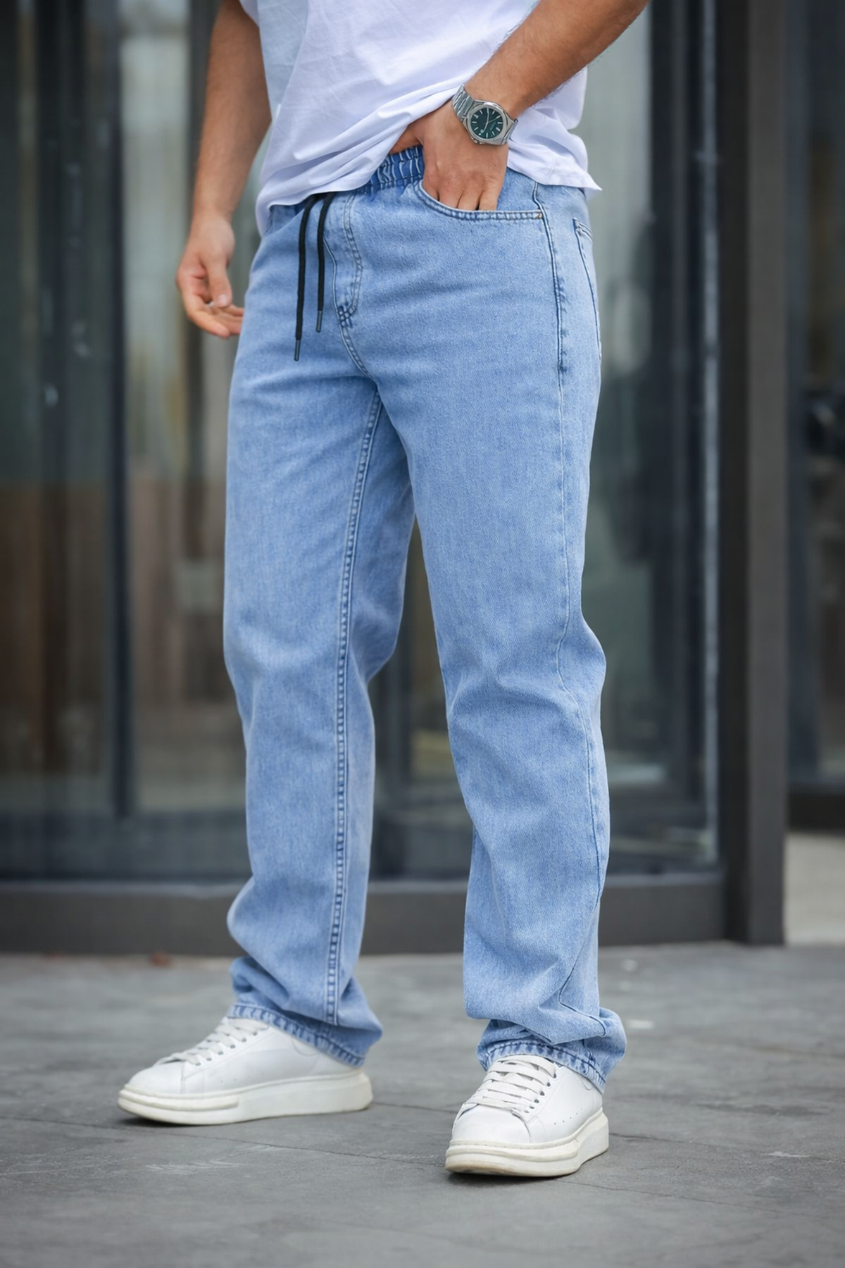 Erkek Baggy Rahat Kalıp Bel Lastikli Pantolon