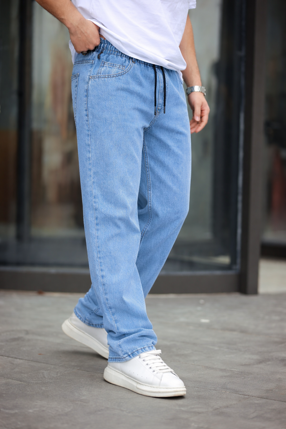 Erkek Baggy Rahat Kalıp Bel Lastikli Pantolon
