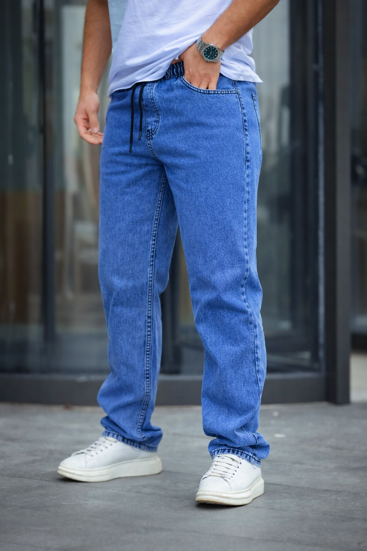 Erkek Baggy Rahat Kalıp Bel Lastikli Pantolon