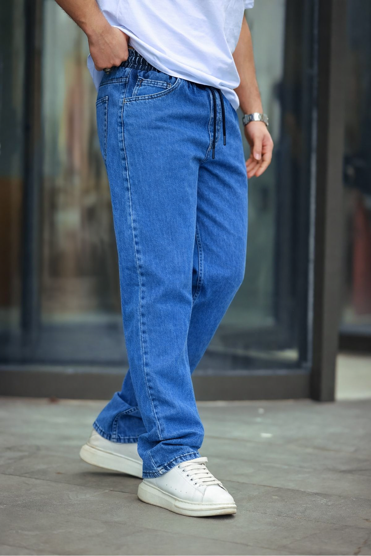 Erkek Baggy Rahat Kalıp Bel Lastikli Pantolon