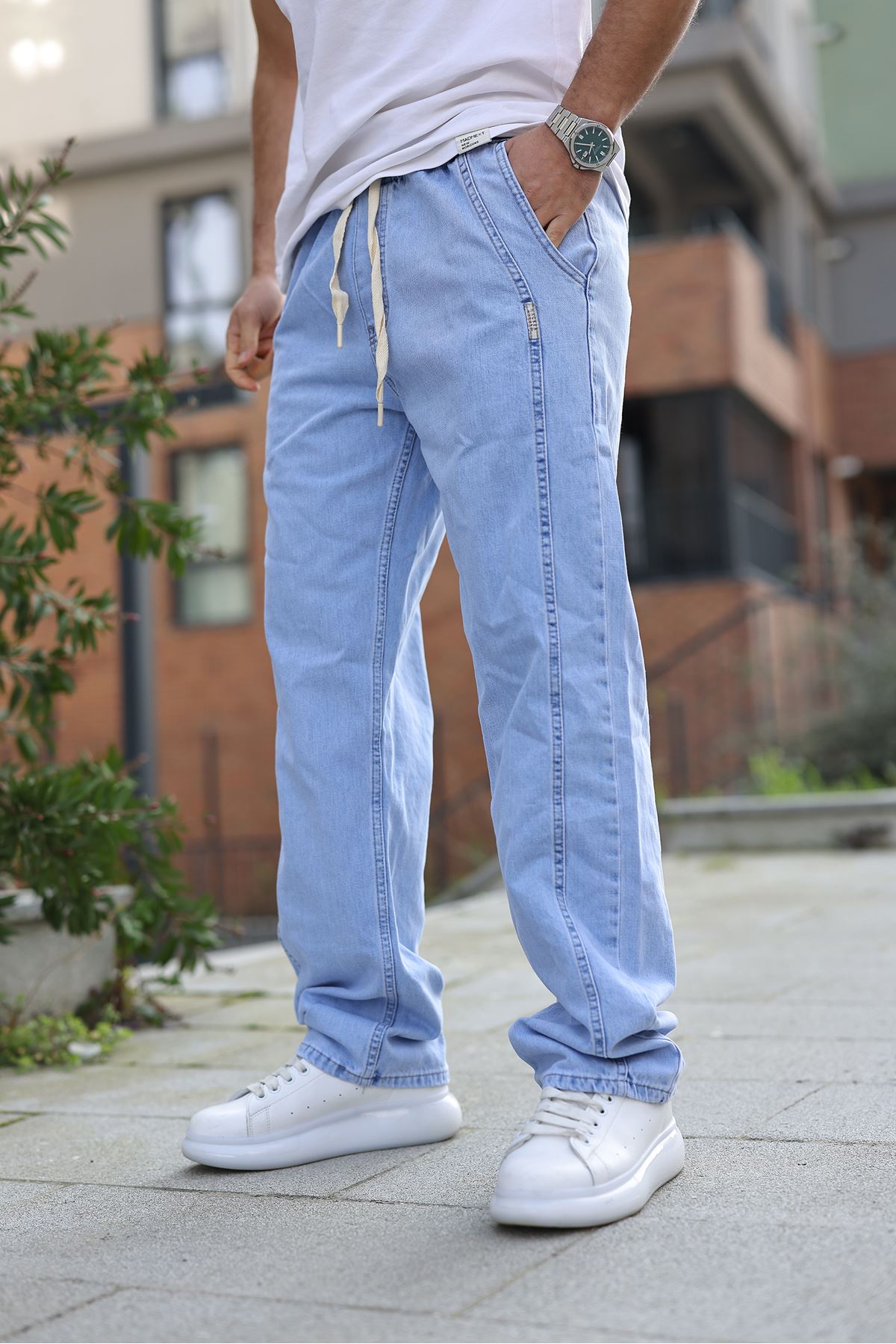 Erkek Baggy Rahat Kalıp Bel Lastikli Pantolon