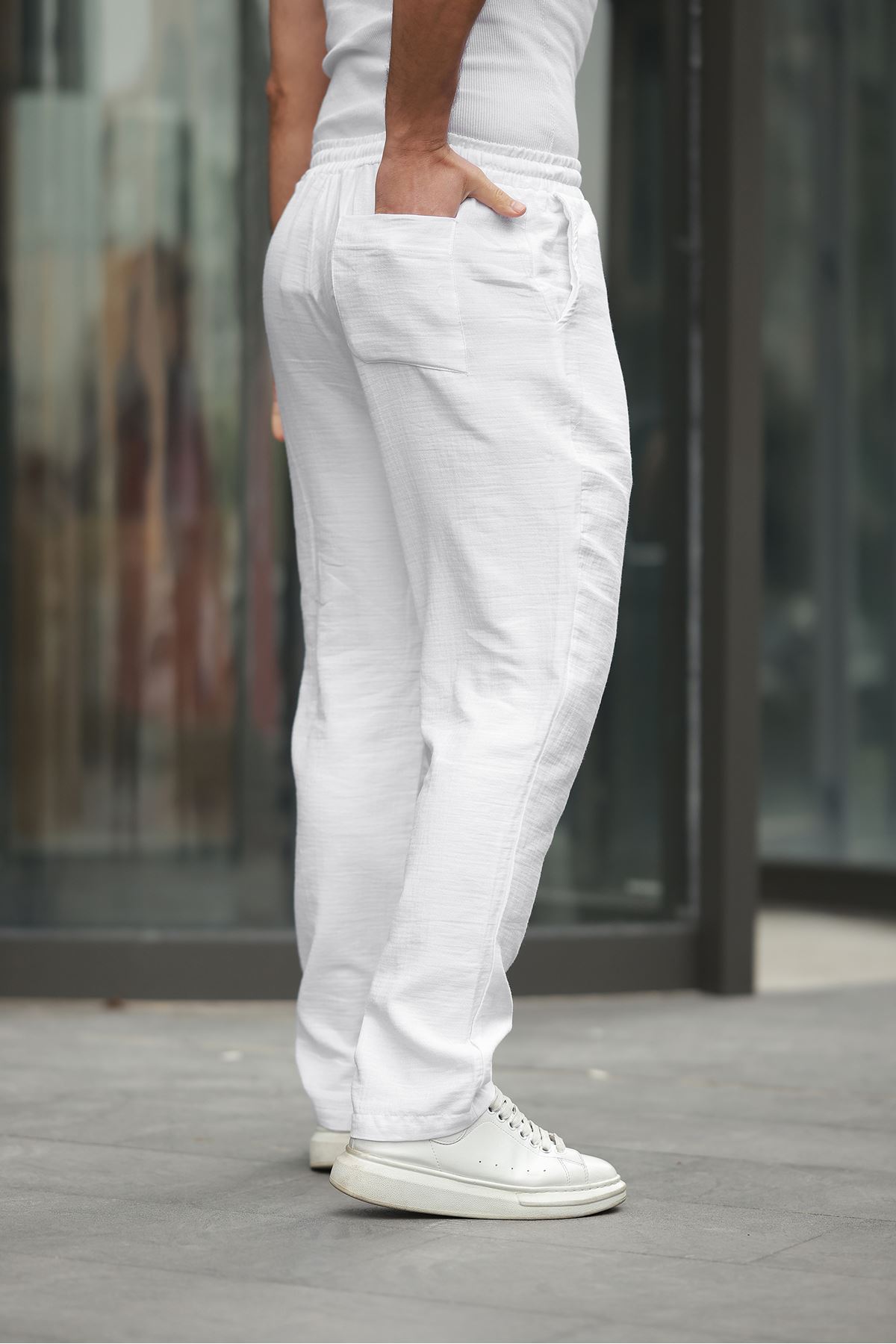 Keten Bağcıklı Jogger Pantolon