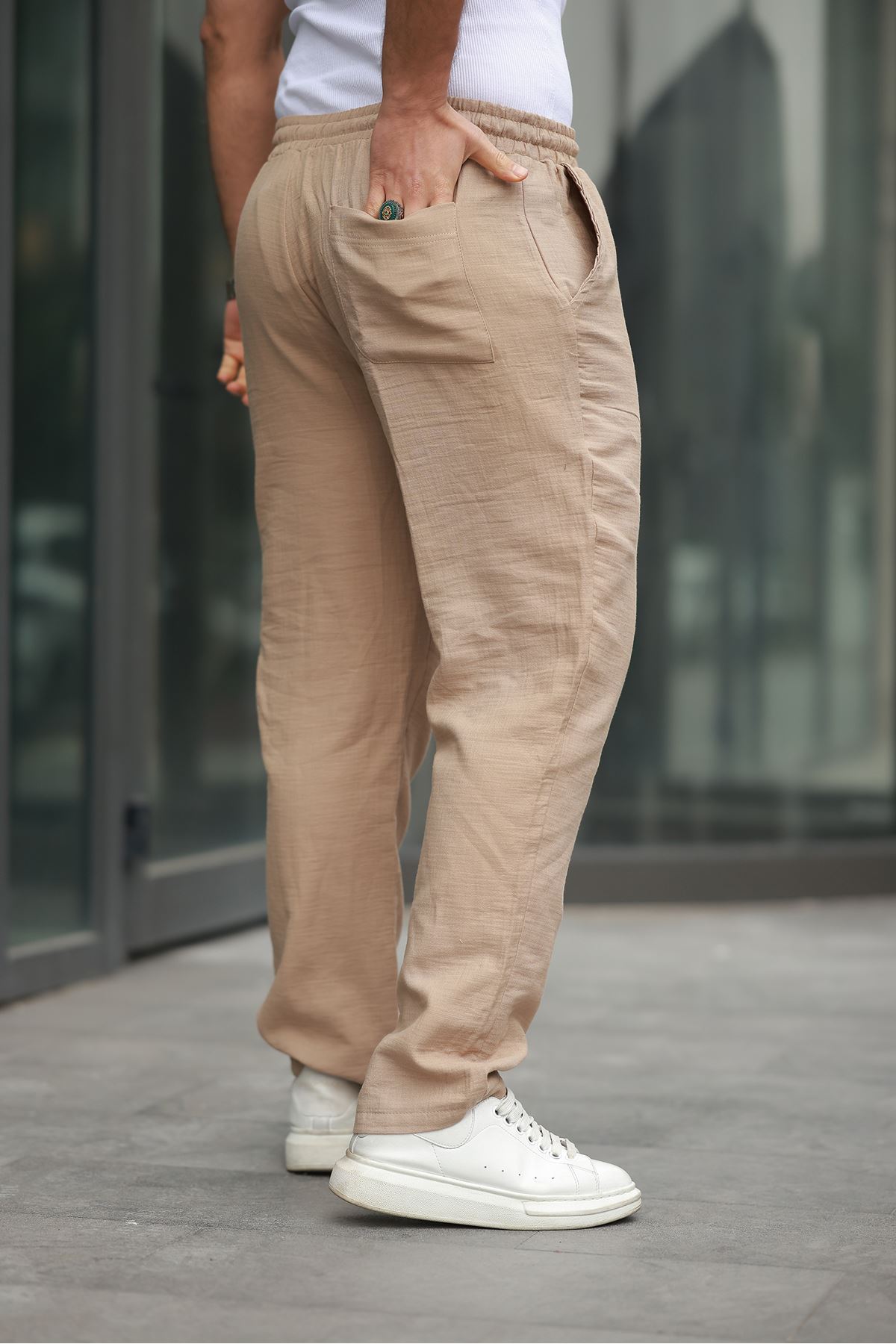 Keten Bağcıklı Jogger Pantolon