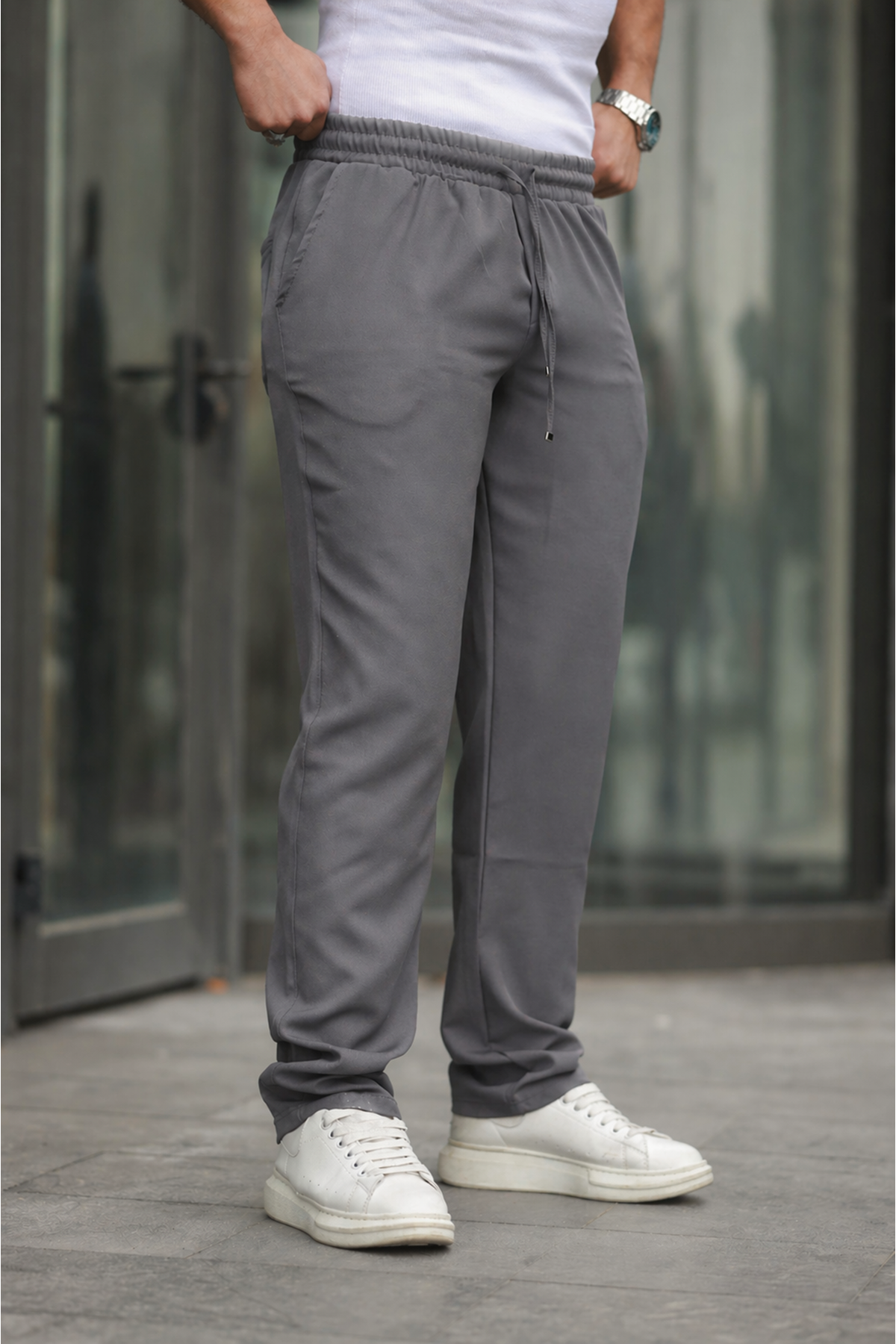 Erkek Trend Beli Lastikli Bol Paça Baggy Pantolon