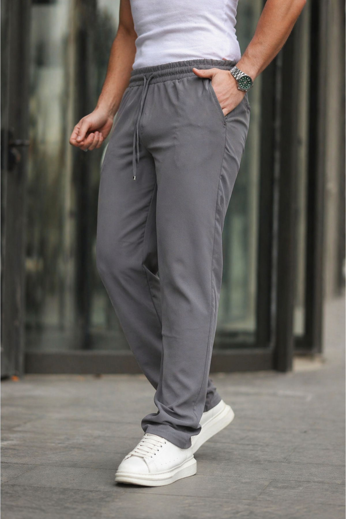 Erkek Trend Beli Lastikli Bol Paça Baggy Pantolon