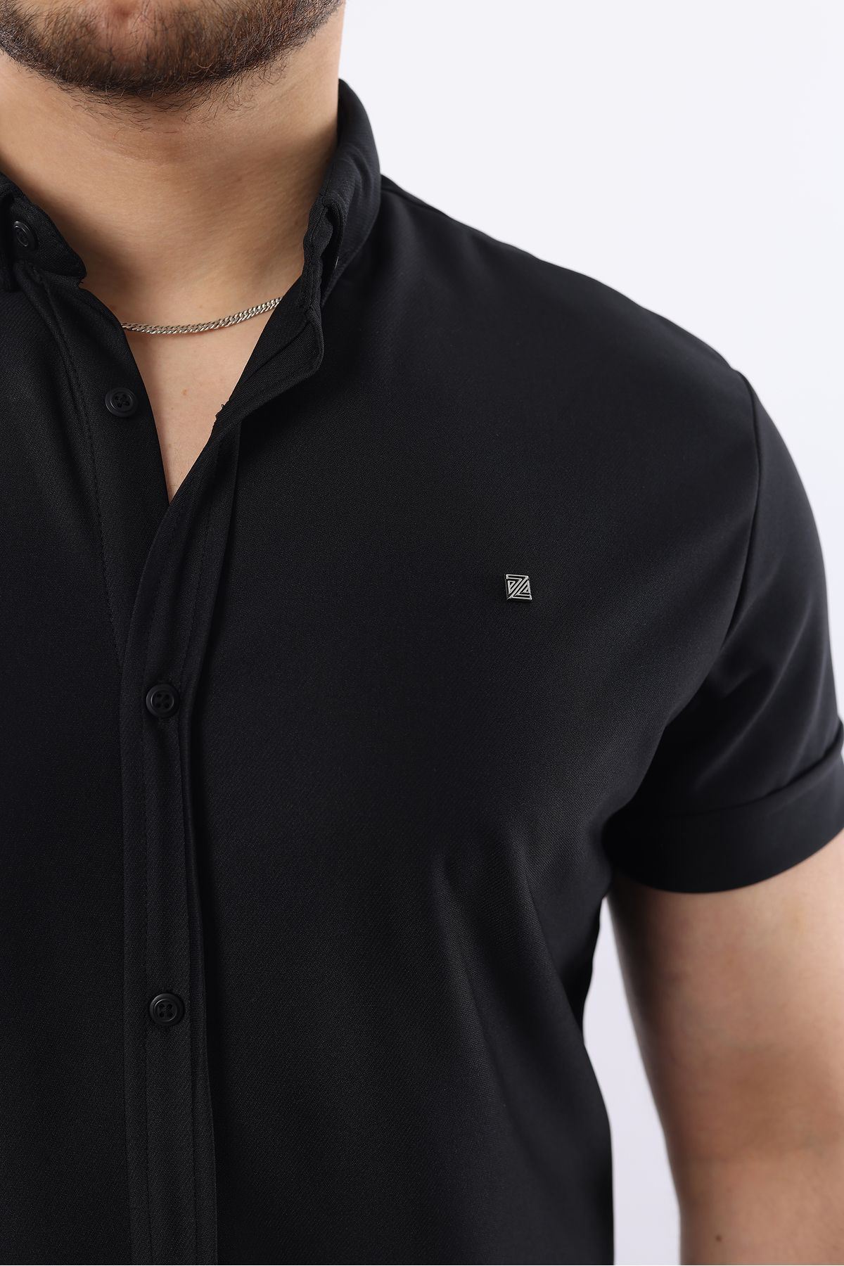 Erkek Kısa Kollu Slim Fit Yazlık Basic Şık Gömlek