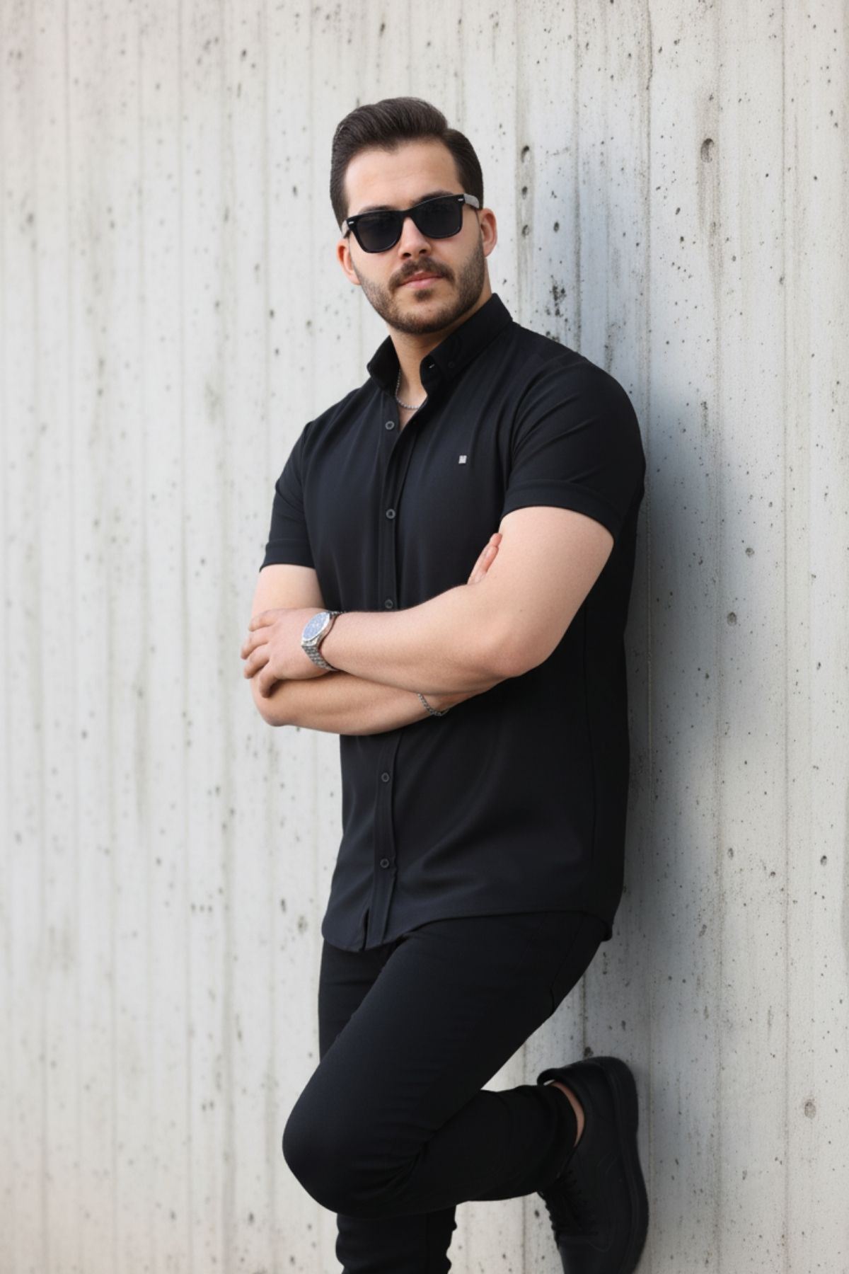 Erkek Kısa Kollu Slim Fit Yazlık Basic Şık Gömlek