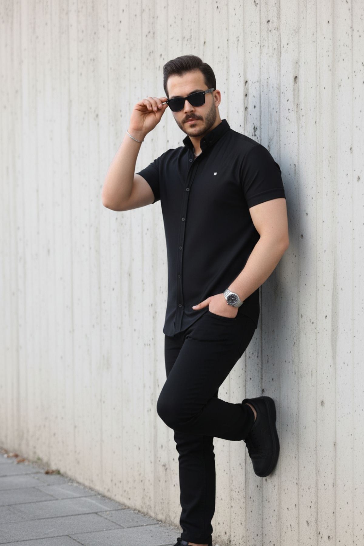 Erkek Kısa Kollu Slim Fit Yazlık Basic Şık Gömlek