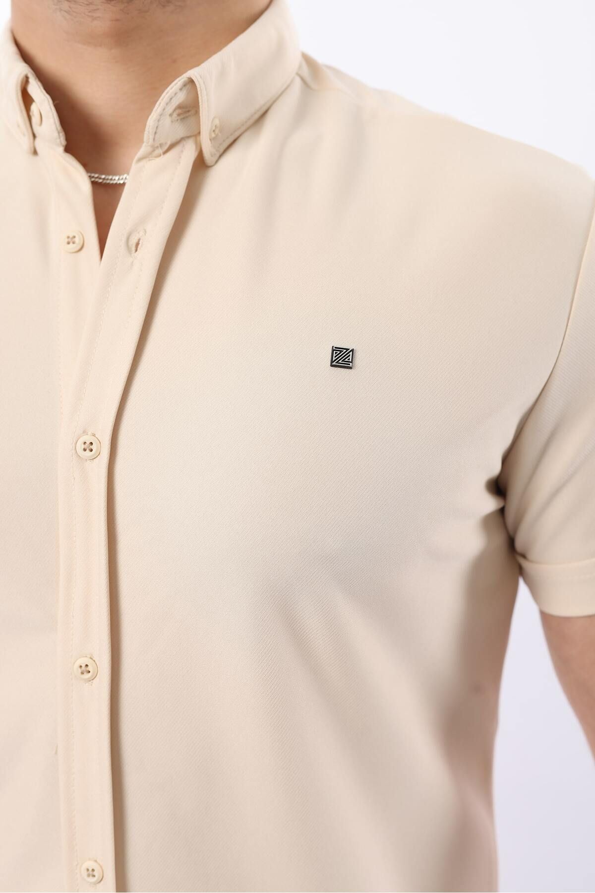 Erkek Kısa Kollu Slim Fit Yazlık Basic Şık Gömlek