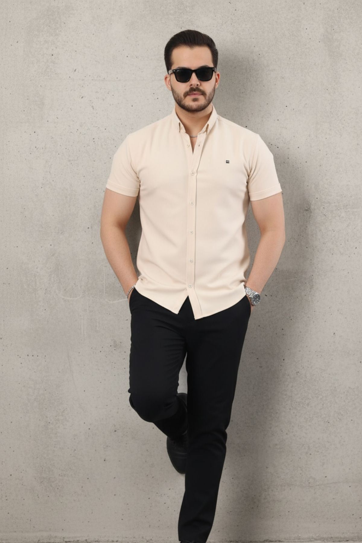 Erkek Kısa Kollu Slim Fit Yazlık Basic Şık Gömlek