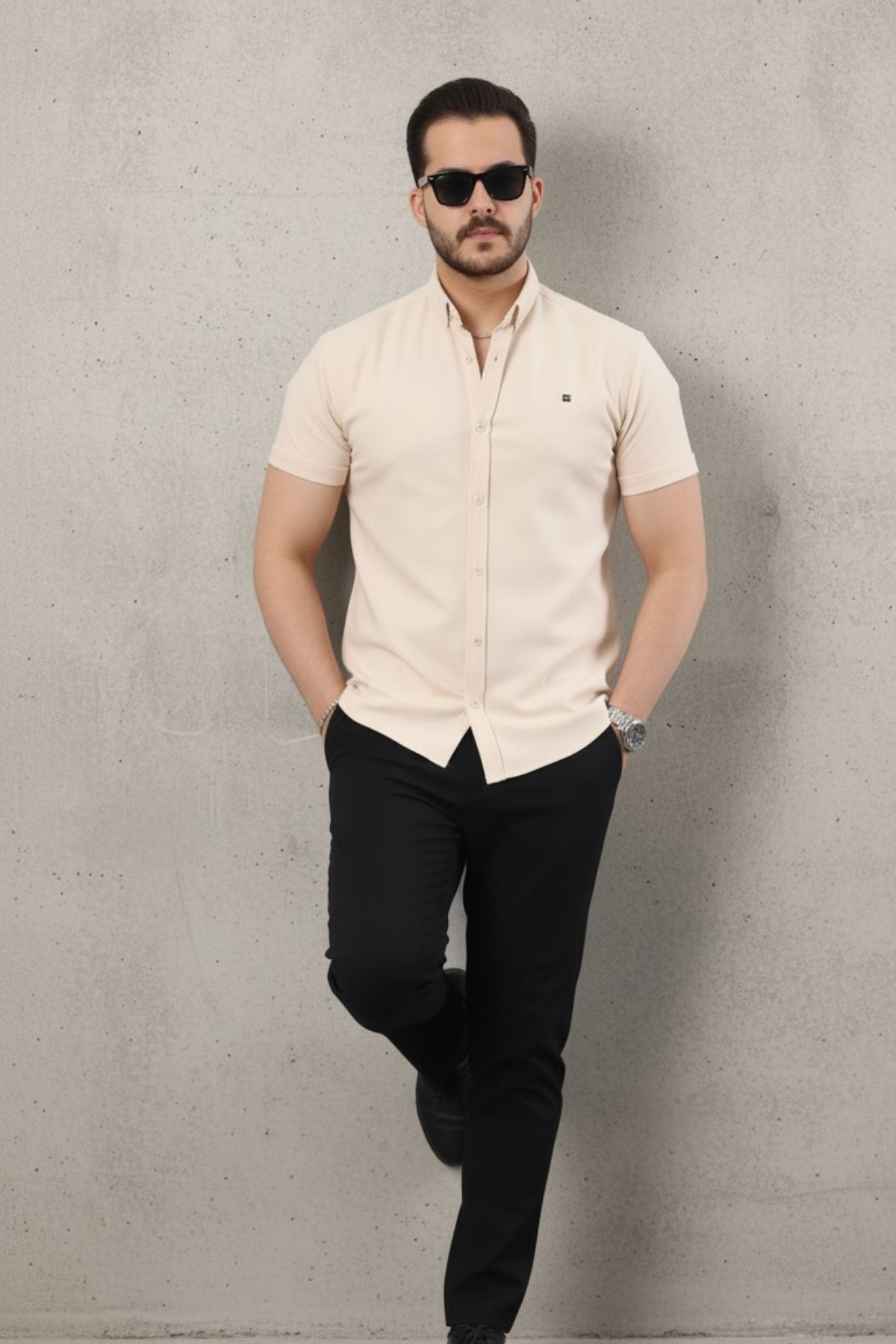 Erkek Kısa Kollu Slim Fit Yazlık Basic Şık Gömlek