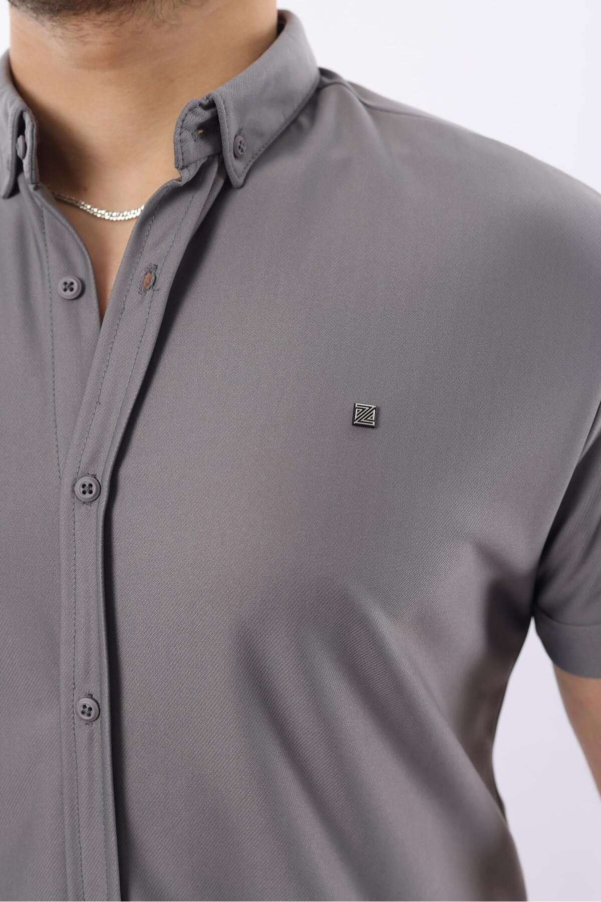 Erkek Kısa Kollu Slim Fit Yazlık Basic Şık Gömlek