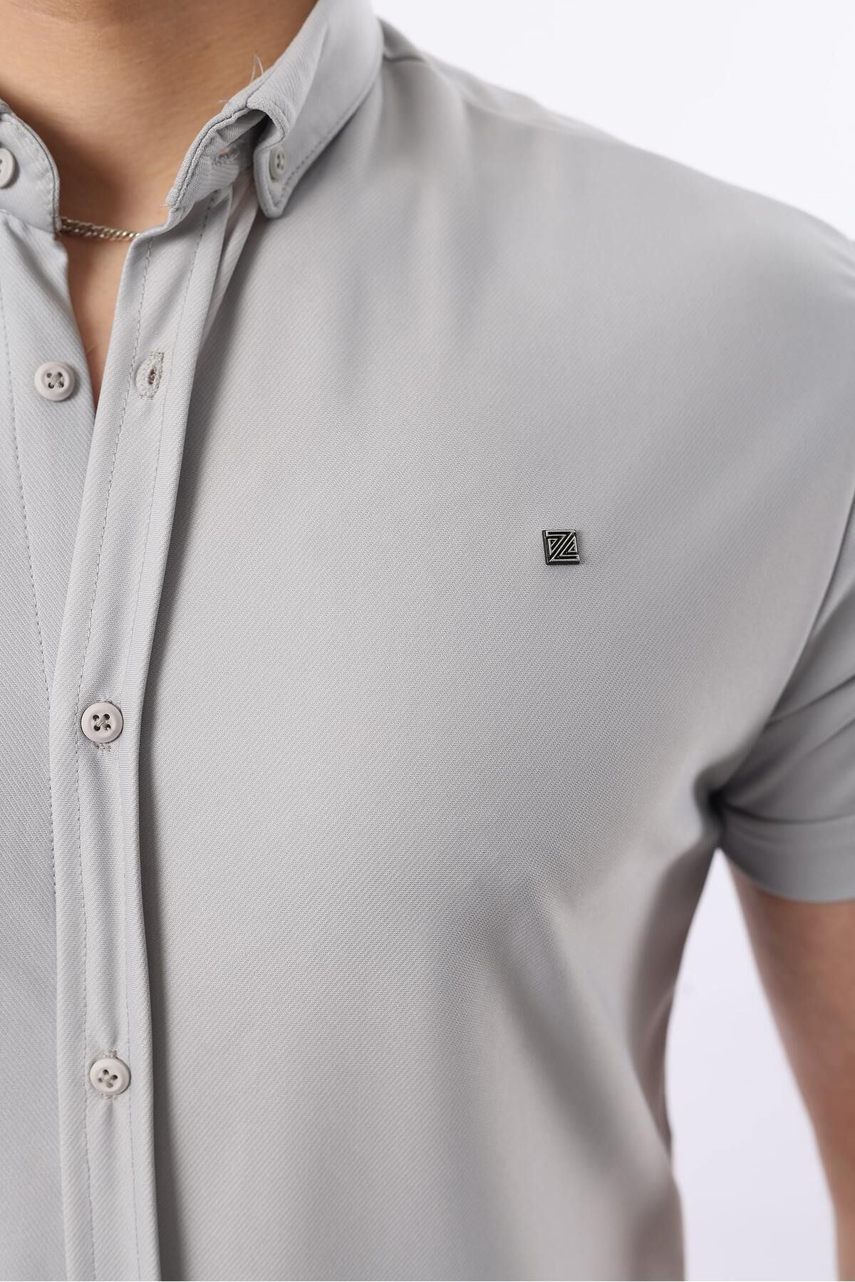 Erkek Kısa Kollu Slim Fit Yazlık Basic Şık Gömlek