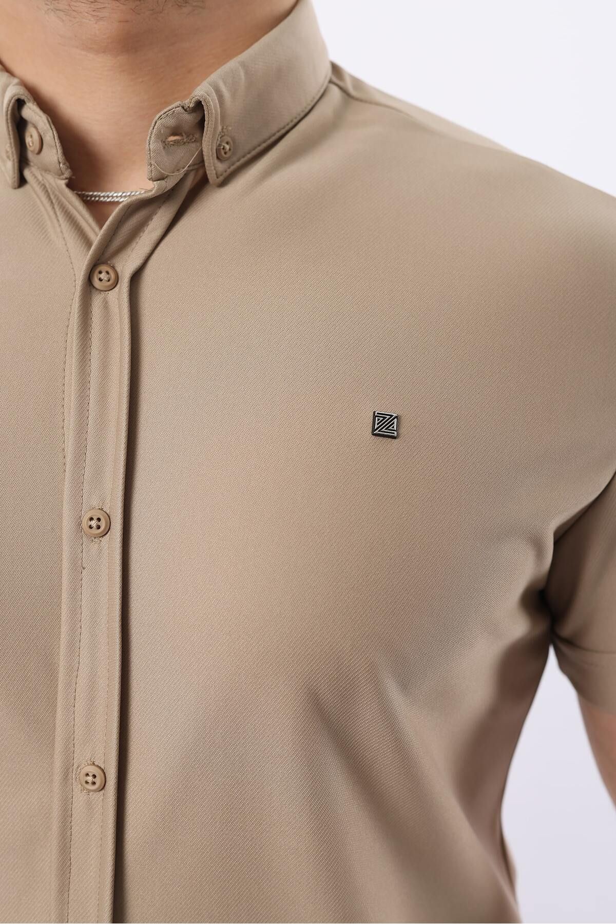 Erkek Kısa Kollu Slim Fit Yazlık Basic Şık Gömlek