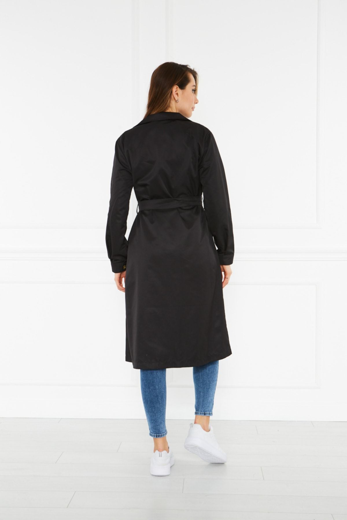 Astarsız Cepli Düğmeli Kuşaklı Yazlık Trenç