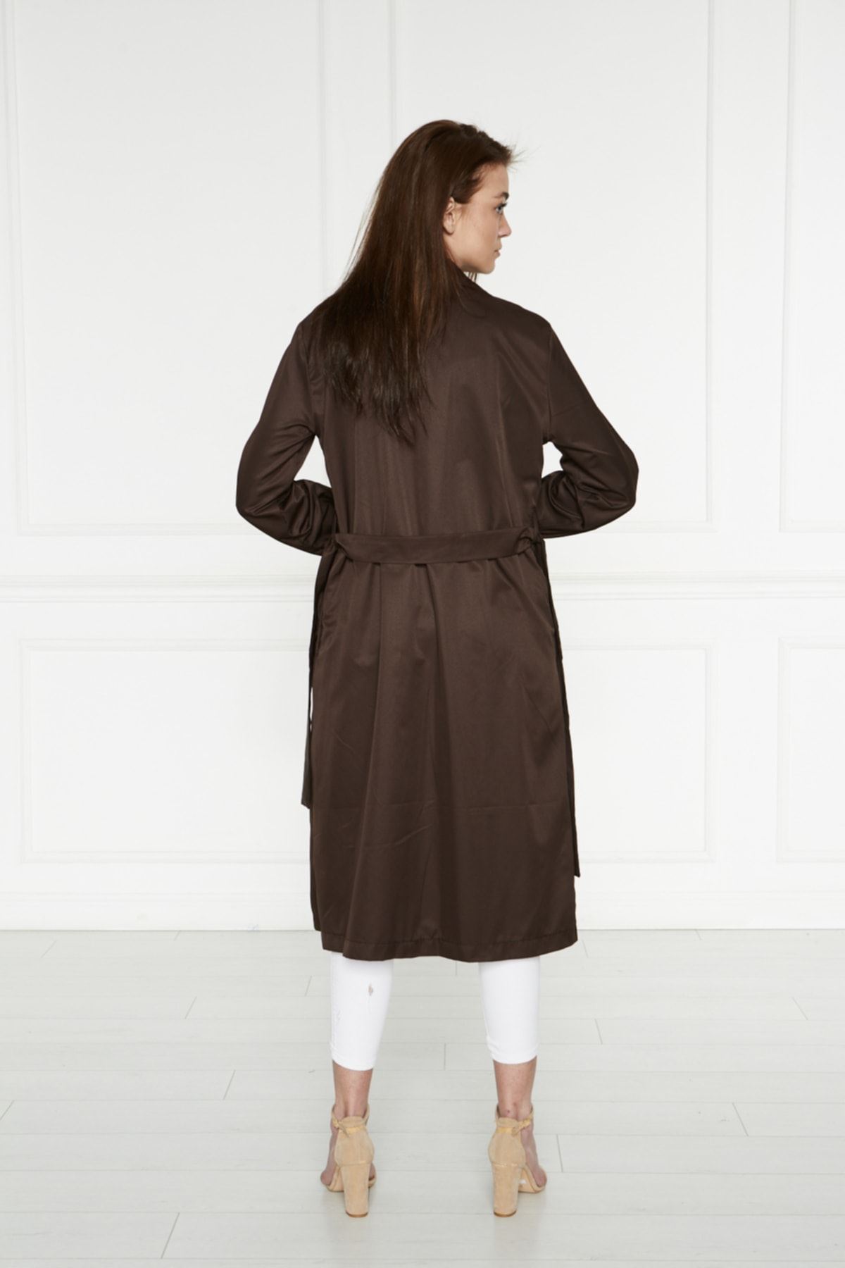 Astarsız Cepli Düğmeli Kuşaklı Yazlık Trenç